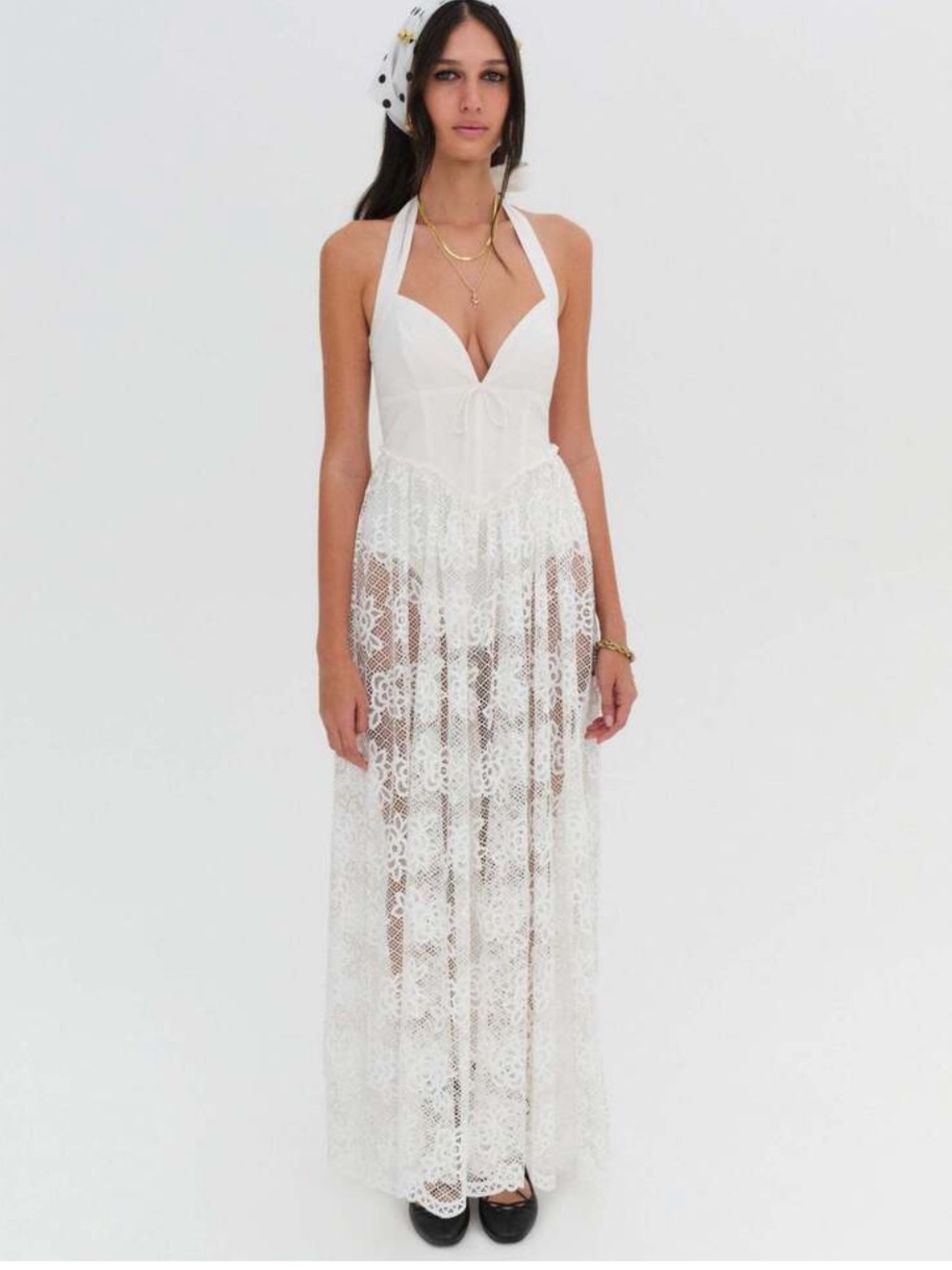 For Love & Lemons Sonnet Lace Maxi Dress White Small NEW $389 Bride Bridal